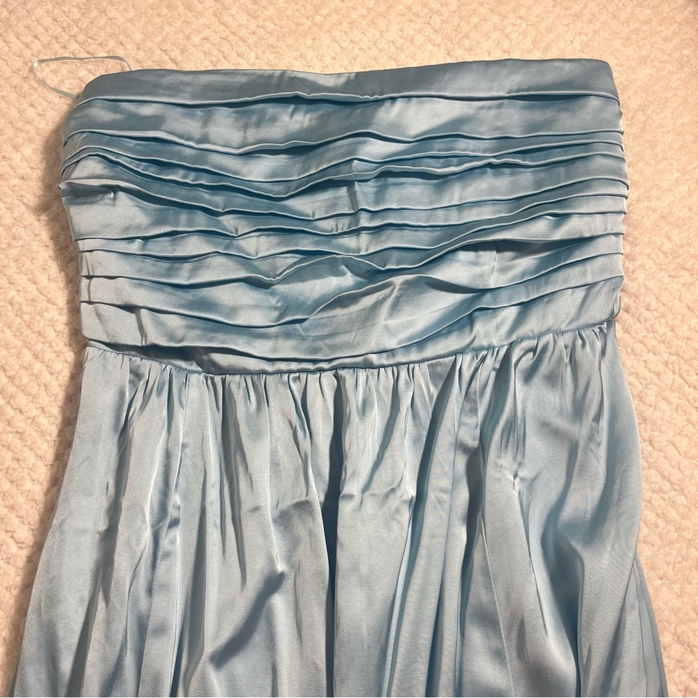 Abercrombie & Fitch Womens Midi Dress Light Blue Strapless Satin Emerson Ruched - Picture 5 of 11